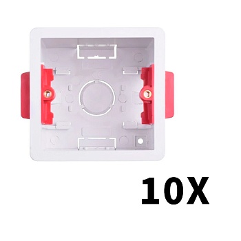 Монтажная коробка квадратная (подрозетник) для выключателей и розеток Aqara, Xiaomi, Mi, Livolo (установка в гипсокартон) 10 штук